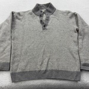 Luca Nobili Mens Gray Knit Sweater Wool Made in‎ Italy Mock Neck Button Large